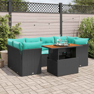 Set Divani da Giardino con Cuscini 7pz Nero Polyrattan 3326892