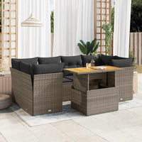 Set Divani da Giardino 7 pz con Cuscini Grigio in Polyrattan