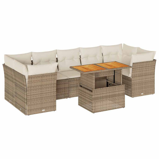 vidaXL Set Divano da Giardino 8 pz con Cuscini Beige in Polyrattan