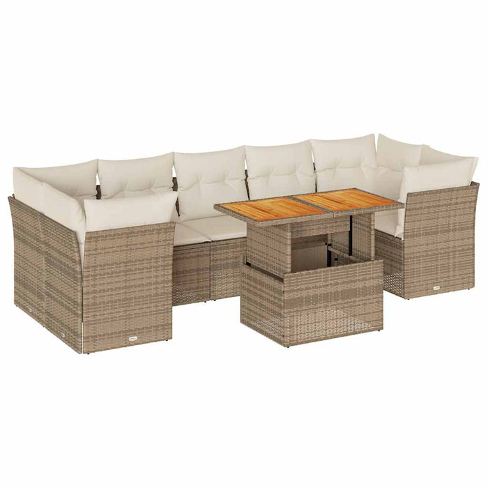 vidaXL Set Divano da Giardino 8 pz con Cuscini Beige in Polyrattan