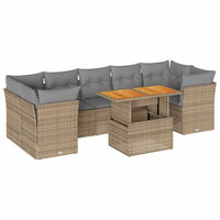 vidaXL Set Divano da Giardino 8 pz con Cuscini Beige in Polyrattan