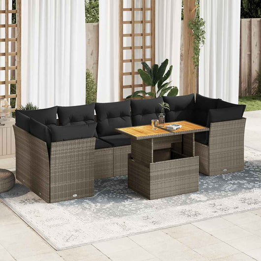 vidaXL Set Divano da Giardino 8 pz con Cuscini Grigio in Polyrattan