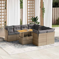 vidaXL Set Divano da Giardino 9 pz con Cuscini Beige in Polyrattan