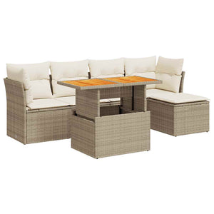 vidaXL Set Divano da Giardino 6 pz con Cuscini Beige in Polyrattan