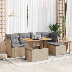 vidaXL Set Divano da Giardino 6 pz con Cuscini Beige in Polyrattan