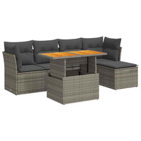 vidaXL Set Divano da Giardino 6 pz con Cuscini Grigio in Polyrattan