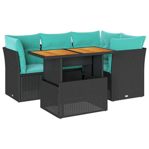 Set Divani da Giardino 5 pz con Cuscini in Polyrattan Nero 3326920