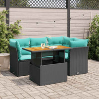 Set Divani da Giardino 5 pz con Cuscini in Polyrattan Nero 3326920