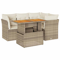 vidaXL Set Divano da Giardino 5 pz con Cuscini Beige in Polyrattan