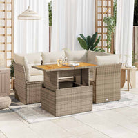 vidaXL Set Divano da Giardino 5 pz con Cuscini Beige in Polyrattan