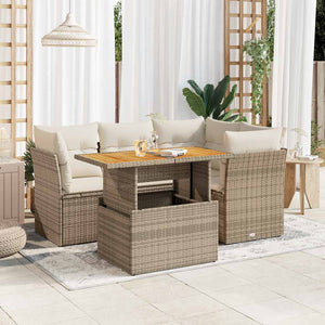 vidaXL Set Divano da Giardino 5 pz con Cuscini Beige in Polyrattan