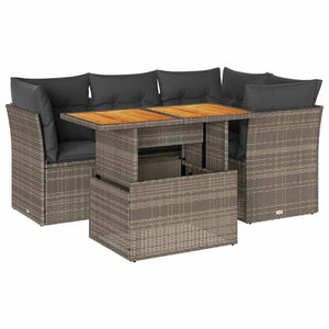 vidaXL Set Divano da Giardino 5 pz con Cuscini Grigio in Polyrattan