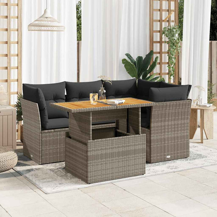 vidaXL Set Divano da Giardino 5 pz con Cuscini Grigio in Polyrattan