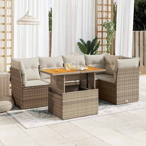 vidaXL Set Divano da Giardino 6 pz con Cuscini Beige in Polyrattan
