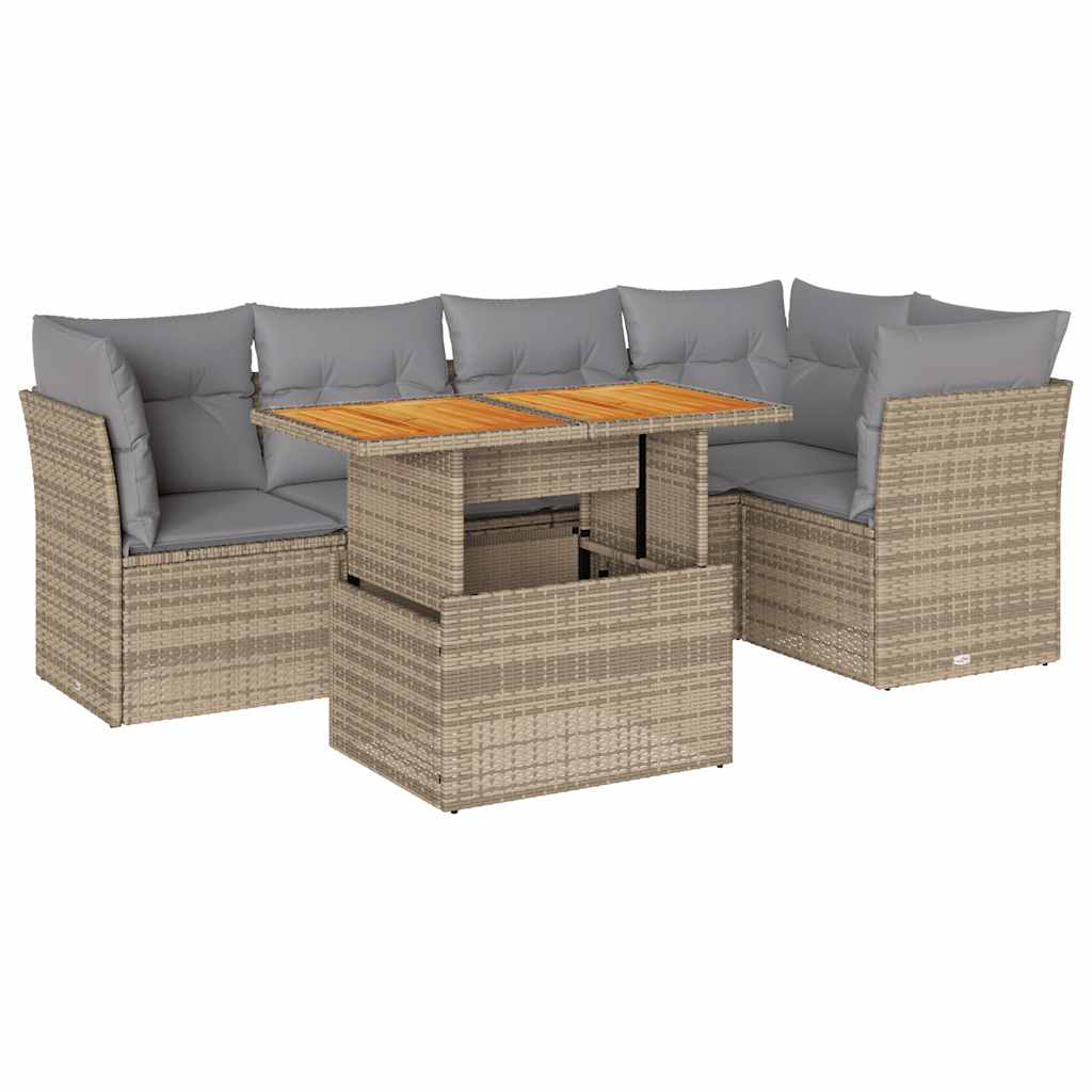 vidaXL Set Divano da Giardino 6 pz con Cuscini Beige in Polyrattan