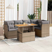 vidaXL Set Divano da Giardino 6 pz con Cuscini Beige in Polyrattan