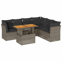 vidaXL Set Divani da Giardino 7 pz con Cuscini Grigio in Polyrattan