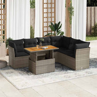 vidaXL Set Divani da Giardino 7 pz con Cuscini Grigio in Polyrattan