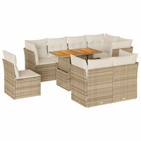 vidaXL Set Divano da Giardino 9 pz con Cuscini Beige in Polyrattan