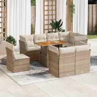 vidaXL Set Divano da Giardino 9 pz con Cuscini Beige in Polyrattan