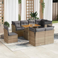 vidaXL Set Divano da Giardino 9 pz con Cuscini Beige in Polyrattan