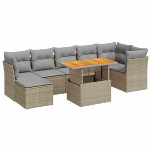vidaXL Set Divano da Giardino 8 pz con Cuscini Beige in Polyrattan