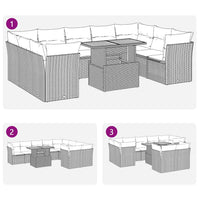 vidaXL Set Divani da Giardino 10pz con Cuscini in Polyrattan Nero