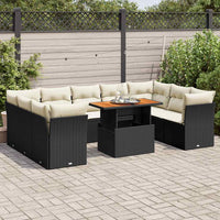 vidaXL Set Divani da Giardino 10pz con Cuscini in Polyrattan Nero