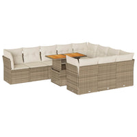 vidaXL Set Divani da Giardino 11 pz con Cuscini Beige in Polyrattan