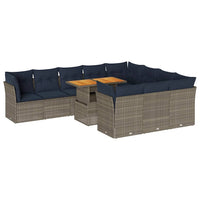 vidaXL Set Divani da Giardino 11 pz con Cuscini in Polyrattan Grigio