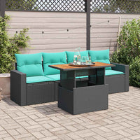 Set Divani da Giardino 5 pz con Cuscini in Polyrattan Nero 3326983