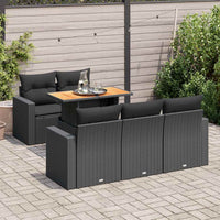 vidaXL Set Divano da Giardino 6 pz con Cuscini Nero in Polyrattan