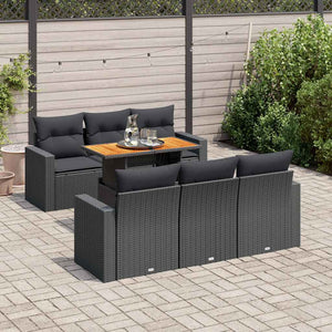 vidaXL Set Divani da Giardino con Cuscini 7pz Nero Polyrattan
