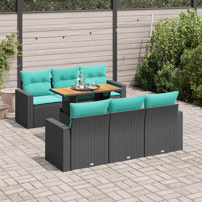 Set Divani da Giardino con Cuscini 7pz Nero Polyrattan 3326997