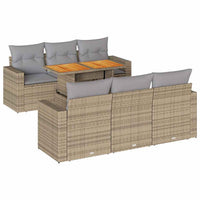 Set Divani da Giardino 7 pz con Cuscini Beige in Polyrattan