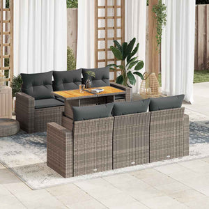 vidaXL Set Divani da Giardino 7 pz con Cuscini Grigio in Polyrattan