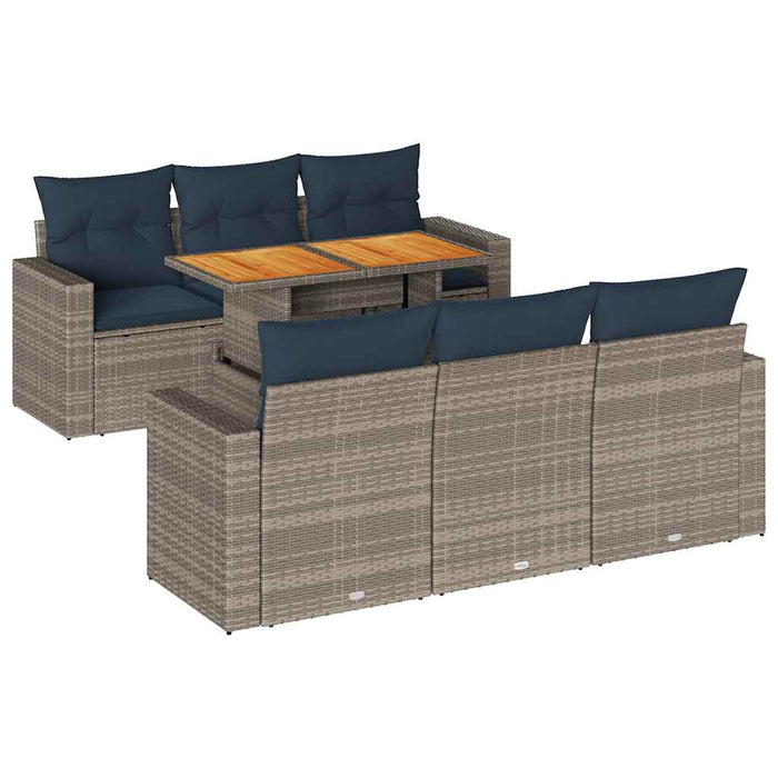vidaXL Set Divani da Giardino 7 pz con Cuscini Grigio in Polyrattan