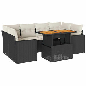 vidaXL Set Divani da Giardino con Cuscini 7pz Nero Polyrattan