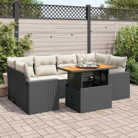 vidaXL Set Divani da Giardino con Cuscini 7pz Nero Polyrattan