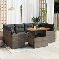 Set Divani da Giardino 7 pz con Cuscini Grigio in Polyrattan
