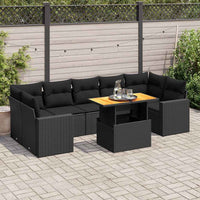 vidaXL Set Divani da Giardino con Cuscini 8 pz Nero in Polyrattan