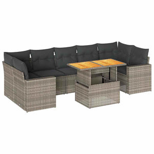 vidaXL Set Divano da Giardino 8 pz con Cuscini Grigio in Polyrattan
