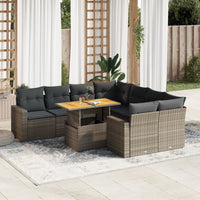 vidaXL Set Divano da Giardino 9 pz con Cuscini Grigio in Polyrattan