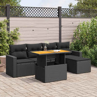 vidaXL Set Divano da Giardino 6 pz con Cuscini Nero in Polyrattan