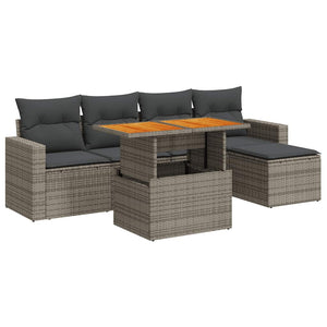 vidaXL Set Divano da Giardino 6 pz con Cuscini Grigio in Polyrattan