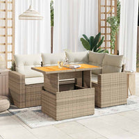 Set Divano da Giardino 5 pz con Cuscini Beige in Polyrattan 3327033