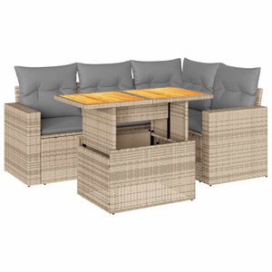 vidaXL Set Divano da Giardino 5 pz con Cuscini Beige in Polyrattan