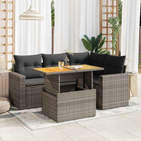 vidaXL Set Divano da Giardino 5 pz con Cuscini Grigio in Polyrattan