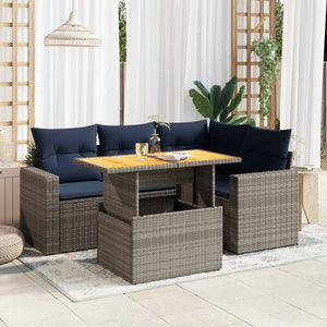 vidaXL Set Divano da Giardino 5 pz con Cuscini Grigio in Polyrattan