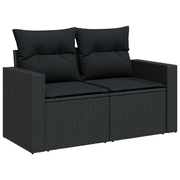 Set Divano da Giardino 6 pz con Cuscini Nero in Polyrattan 3327037
